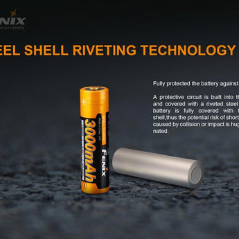 Fenix ARB-L18-3000P 18650 3000mAh 3.6V Protected Lithium Ion (Li-ion) Button Top Battery - Clam Shell