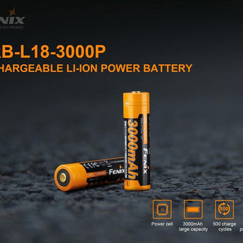 Fenix ARB-L18-3000P 18650 3000mAh 3.6V Protected Lithium Ion (Li-ion) Button Top Battery - Clam Shell