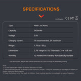 Fenix ARB-L18-3400U 18650 3400mAh 3.6V Protected Lithium Ion (Li-ion) Button Top Battery with Micro USB Charging Port - Clam Shell