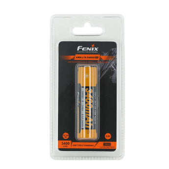 Fenix ARB-L18-3400U V3.0 18650 3400mAh 3.6V Protected Lithium Ion (Li-ion) Button Top Battery with Built-In USB-C Charging Port