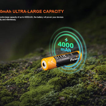 Fenix ARB-L18-4000U 18650 4000mAh 3.6V Protected Lithium Ion (Li-ion) Button Top Battery with Built-In USB-C Charging Port