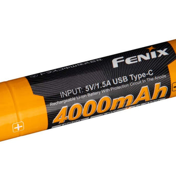 Fenix ARB-L18-4000U 18650 4000mAh 3.6V Protected Lithium Ion (Li-ion) Button Top Battery with Built-In USB-C Charging Port