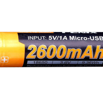 Fenix ARB-L18U 18650 2600mAh 3.6V Protected Lithium Ion (Li-ion) Button Top Battery with Micro USB Charging Port - Clam Shell
