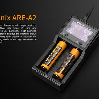 Fenix ARE-A2 Dual Channel Smart Charger for Li-ion, NiMH, and NiCd Batteries