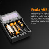 Fenix ARE-A4 Multi-Functional 4 Bay Smart Charger for Li-ion, NiMH, and NiCd Batteries