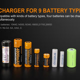 Fenix ARE-A4 Multi-Functional 4 Bay Smart Charger for Li-ion, NiMH, and NiCd Batteries