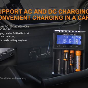Fenix ARE-A4 Multi-Functional 4 Bay Smart Charger for Li-ion, NiMH, and NiCd Batteries