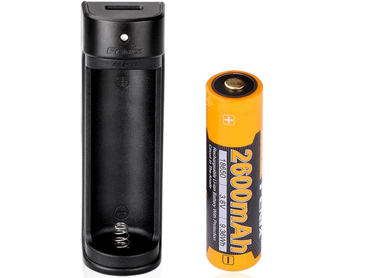 Fenix ARE-X1 Charger Kit - Includes Single Bay Smart Charger and 1 x Fenix 3.6V 2600mAh 18650 Li-ion Battery