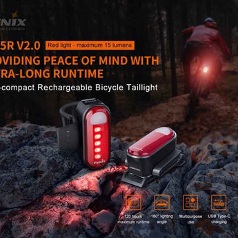 Fenix BC05R V2 Compact Rechargeable LED Bike Tail-Light - 15 Lumens - Uses Built-in Li-ion Battery Pack