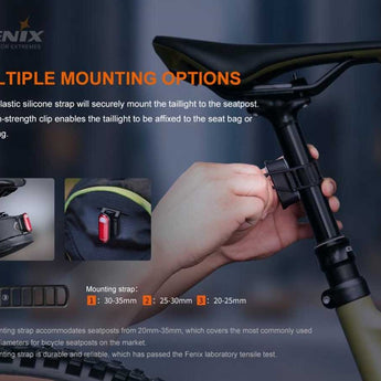 Fenix BC05R V2 Compact Rechargeable LED Bike Tail-Light - 15 Lumens - Uses Built-in Li-ion Battery Pack