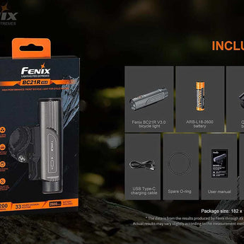 Fenix BC21R V3.0 USB-C Rechargeable LED Bike Light - 1200 Lumens - Luminus SST40 - Includes 1 x 18650