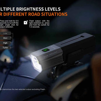 Fenix BC22R USB-C Rechargeable LED Bike Light - 1400 Lumens - Luminus SST40 - Includes 1 x 18650