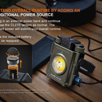 Fenix CL27R USB-C Rechargeable LED Lantern - 1600 Lumens - Includes 1 x 21700 - Wild Green or Glacier Blue