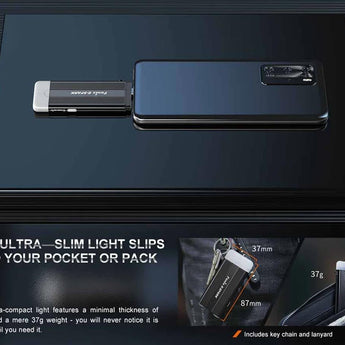 Fenix E-SPARK USB-C Rechargeable LED Flashlight and Power Bank - 100 Lumens - Uses Built-in 800mAh Li-ion Battery Pack