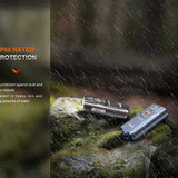 Fenix E03R-V2 USB-C Rechargeable LED Keychain Flashlight - 500 Lumens - Uses Built-in 400mAh Li-ion Battery Pack - Grey or Blue