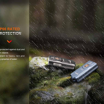 Fenix E03R-V2 USB-C Rechargeable LED Keychain Flashlight - 500 Lumens - Uses Built-in 400mAh Li-ion Battery Pack - Grey or Blue