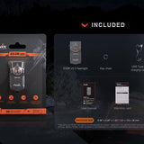 Fenix E03R-V2 USB-C Rechargeable LED Keychain Flashlight - 500 Lumens - Uses Built-in 400mAh Li-ion Battery Pack - Grey or Blue