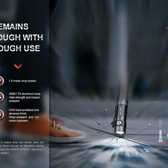 Fenix E18R-V2 USB-C Rechargeable EDC LED Flashlight - Luminus SST40 - 1200 Lumens - Includes 1 x 16340