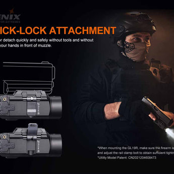 Fenix GL19R USB-C Rechargeable LED Weapon Light - 1200 Lumens - Luminus SFT40 - Includes 1 x 18350