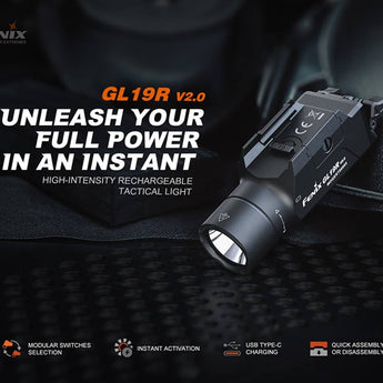 Fenix GL19R V2.0 USB-C Rechargeable LED Weapon Light - 1200 Lumens - Luminus SFT25R - Includes 1 x 18350