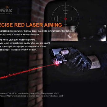 Fenix GL22 Rechargeable LED Weapon Light with Red Laser - Luminus SST20 - 750 Lumens - Includes 1 x 16340