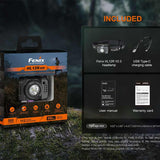 Fenix HL12R V2.0 USB-C Rechargeable LED Headlamp - 500 Lumens - Luminus SST20 - Uses Built-in 950mAh Li-ion Battery Pack - Gun Gray or Purple