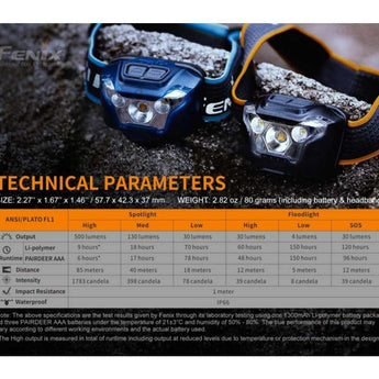 Fenix HL18R Rechargeable LED Headlamp - CREE XP-G3 - 400 Lumens - Uses Replaceable 1300mAh Li-ion Battery Pack (included) or 3 x AAA