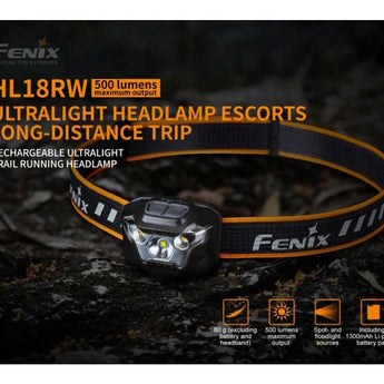 Fenix HL18R Rechargeable LED Headlamp - CREE XP-G3 - 400 Lumens - Uses Replaceable 1300mAh Li-ion Battery Pack (included) or 3 x AAA