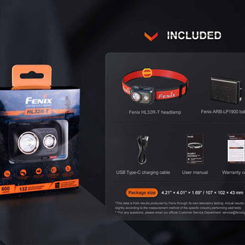 Fenix HL32R-T USB-C Rechargeable Trail Running Headlamp - 800 Lumens - Luminus SST20 - Includes 1 x ARB-LP1900 Li-Poly Battery Pack - Black, Blue, and Rose Red
