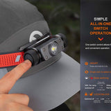 Fenix HM62-T Lightweight Trail Running LED Headlamp - 1200 Lumens - Luminus SST40 - Includes 1 x USB-C Rechargeable 18650 - Black or Magma