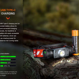 Fenix HM62-T Lightweight Trail Running LED Headlamp - 1200 Lumens - Luminus SST40 - Includes 1 x USB-C Rechargeable 18650 - Black or Magma