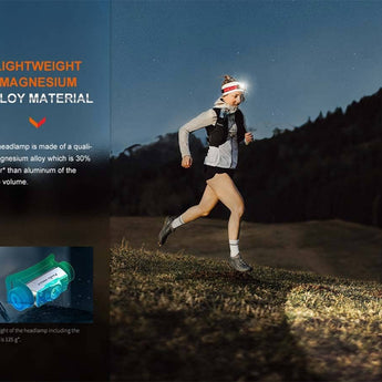 Fenix HM62-T Lightweight Trail Running LED Headlamp - 1200 Lumens - Luminus SST40 - Includes 1 x USB-C Rechargeable 18650 - Black or Magma