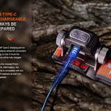 Fenix HM65R-T V2.0 USB-C Rechargeable LED Headlamp - Luminus SST40 - 1600 Lumens - Includes 1 x 18650 - Black, Purple, or Nebular