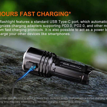 Fenix LR35R Pro USB-C Rechargeable LED Flashlight - 10000 Lumens - 4 x Luminus SFT 25 - Includes 2 x 21700
