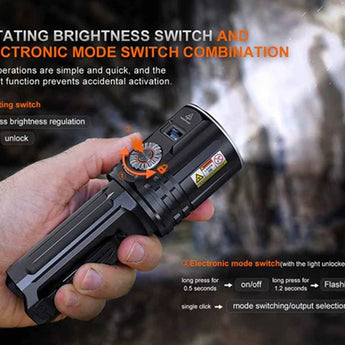 Fenix LR36R USB-C Rechargeable White Laser Searchlight - 10000 Lumens - CT1-Mini and 12 x Luminus SST 25 - Includes 2 x 21700