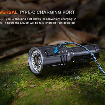 Fenix LR36R USB-C Rechargeable White Laser Searchlight - 10000 Lumens - CT1-Mini and 12 x Luminus SST 25 - Includes 2 x 21700