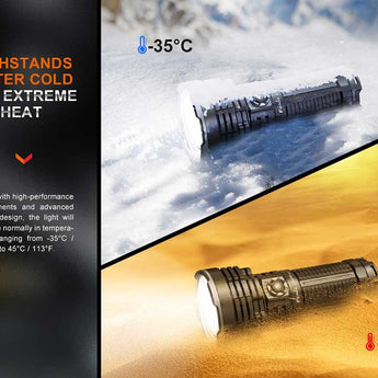 Fenix LR40R-V2 USB-C Rechargeable LED Searchlight - 15000 Lumens - Luminus SFT70 - Uses Built-in 10.8V 5000mAh Li-ion Battery Pack