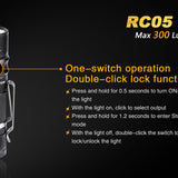 Fenix RC05 Rechargeable Flashlight with Magnetic Charging Cable - CREE XP-G2 R5 LED - 300 Lumens - Includes 1 x 14500