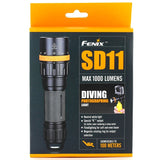 Fenix SD11 Diving Flashlight for Underwater Photography - Rotating Magnetic Ring - CREE XM-L2 U2 / XQE Red LEDs - Neutral White - 1000 Lumens - Uses 1 x 18650 or 2 x CR123As