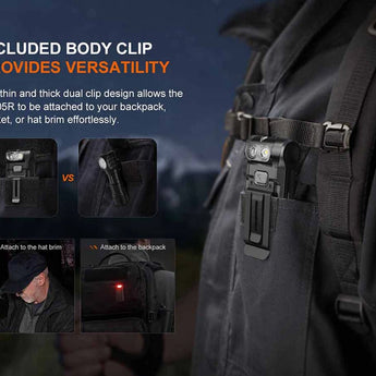 Fenix SW05R USB-C Rechargeable LED Clip Light - 150 Lumens - White and Red or 365nm UV LED - Uses Built-in 700mAh Li-ion Battery Pack - Black or Spruce Green