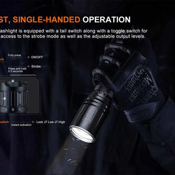 Fenix TK30R USB-C Rechargeable White Laser Flashlight - 500 Lumens - Includes 1 x 21700