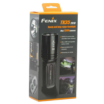 Fenix TK35 2018 Edition Rechargeable LED Flashlight - CREE XHP35 HI - 1300 Lumens - Neutral White - Uses 2 x 18650