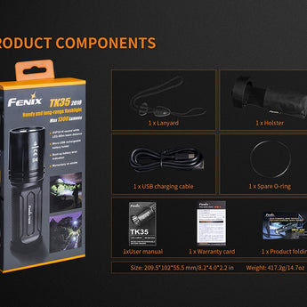 Fenix TK35 2018 Edition Rechargeable LED Flashlight - CREE XHP35 HI - 1300 Lumens - Neutral White - Uses 2 x 18650