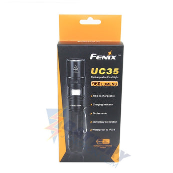 Fenix UC35 USB Rechargeable Flashlight - CREE XM-L2 U2 LED - 960 Lumens - Uses 2 x CR123A or 1 x 18650 (Included)