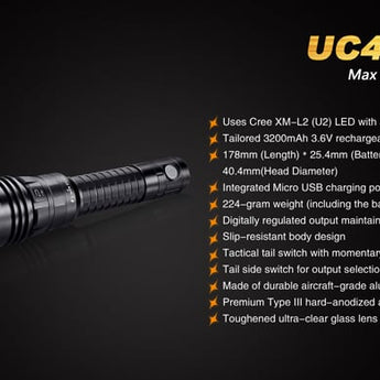 Fenix UC45 USB Rechargeable Flashlight - CREE XM-L2 U2 LED - 960 Lumens - Includes Li-ion Battery Pack