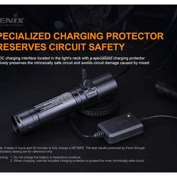 Fenix WF30RE Rechargeable Intrinsically Safe LED Flashlight - 280 Lumens - Includes 1 x 18650