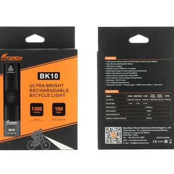 Fitorch BK10 USB-C Rechargeable LED Bike Light - 1300 Lumens - Uses Built-in 4500mAh Li-ion Battery Pack