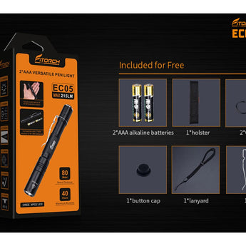 Fitorch EC05 LED Penlight - CREE XP-G2 - 215 Lumens - Includes 2 x AAA