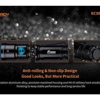 Fitorch EC30 USB-C Rechargeable LED Flashlight - 2600 Lumens - CREE XHP50.2 - Includes 1 x 21700