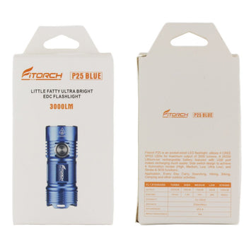Fitorch P25 Little Fatty LED Flashlight Packaged - Boxed Front and Back